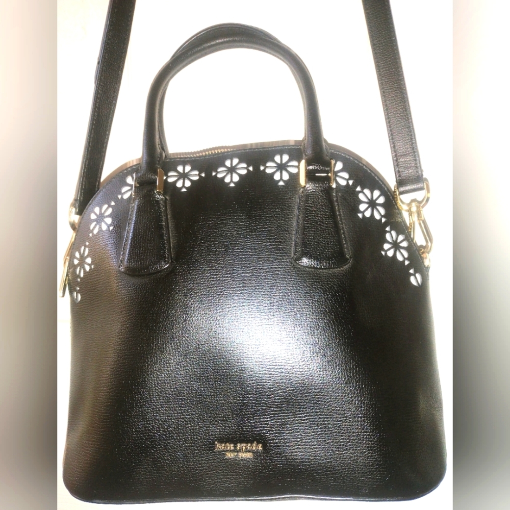 Kate Spade Black Purse with Floral Cutouts#